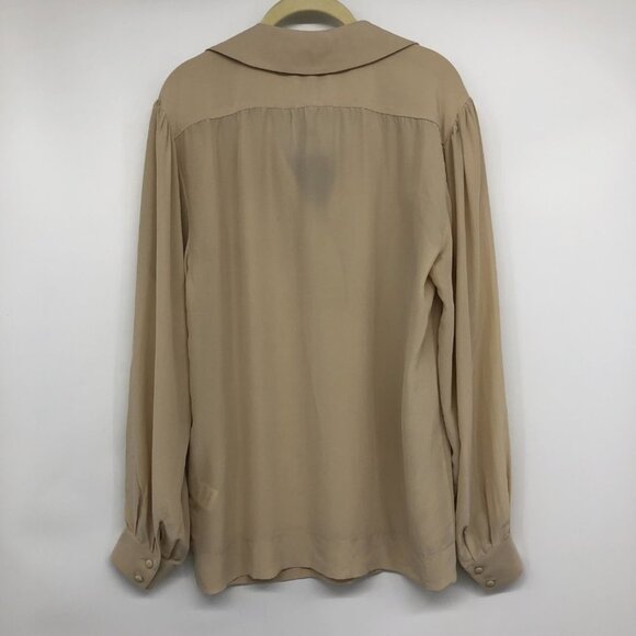 NWT Rachel Zoe light beige 100% silk long sleeve blouse size ~ Medium - Picture 2 of 16